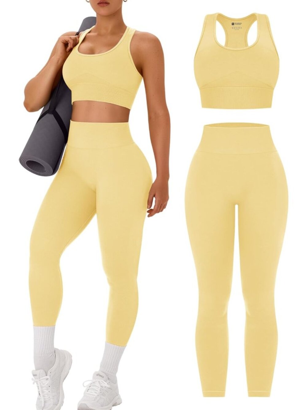 Stylish Women's 2-Piece Workout Set | Racerback Sports Bra & High-Waist Leggings